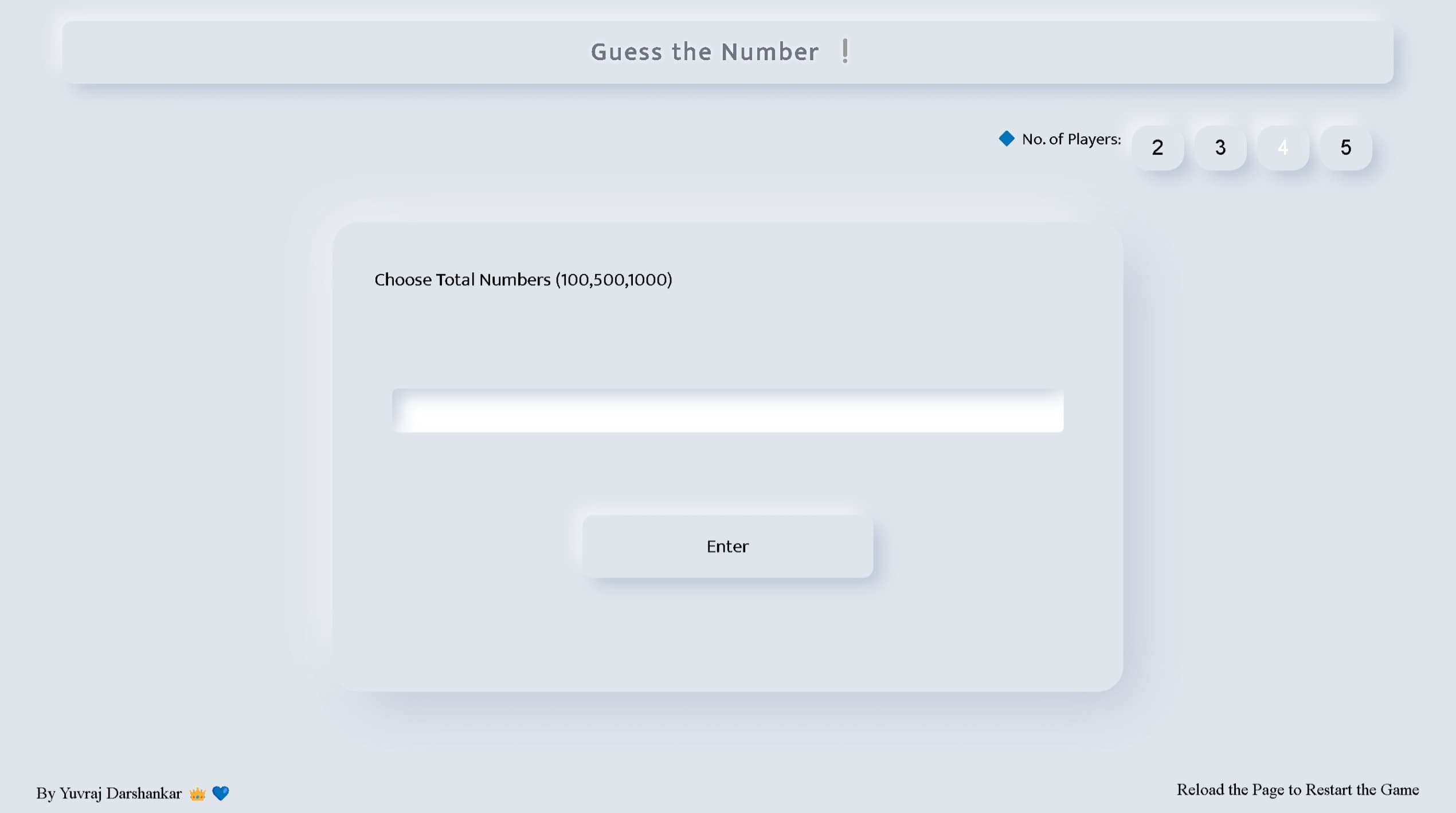 Guess the number game: Choose range of number, and try to guess a random number which is generated between that range